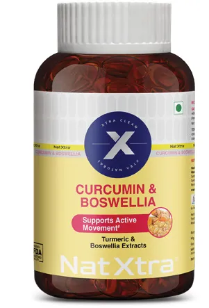 Nat Xtra Curcumin & Boswellia supplement bottle, Quickmed Pharma