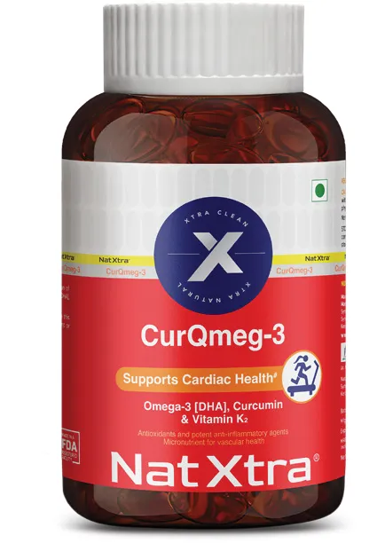 Nat Xtra CurQmeg-3 supplement bottle, Quickmed Pharma