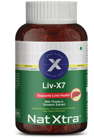 Nat Xtra Liv-X7 supplement bottle, Quickmed Pharma
