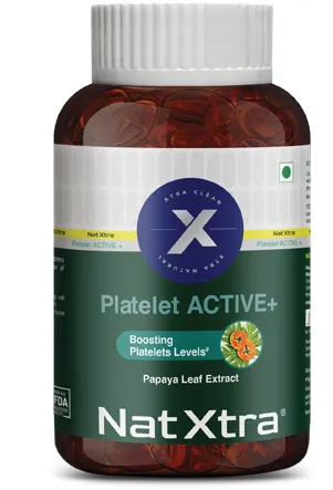 Nat Xtra Platelet Active Plus supplement bottle, Quickmed Pharma
