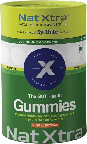 Nat Xtra The GUT Health gummies jar, Quickmed Pharma