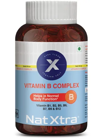 Nat Xtra Vitamin B Complex supplement bottle, Quickmed Pharma