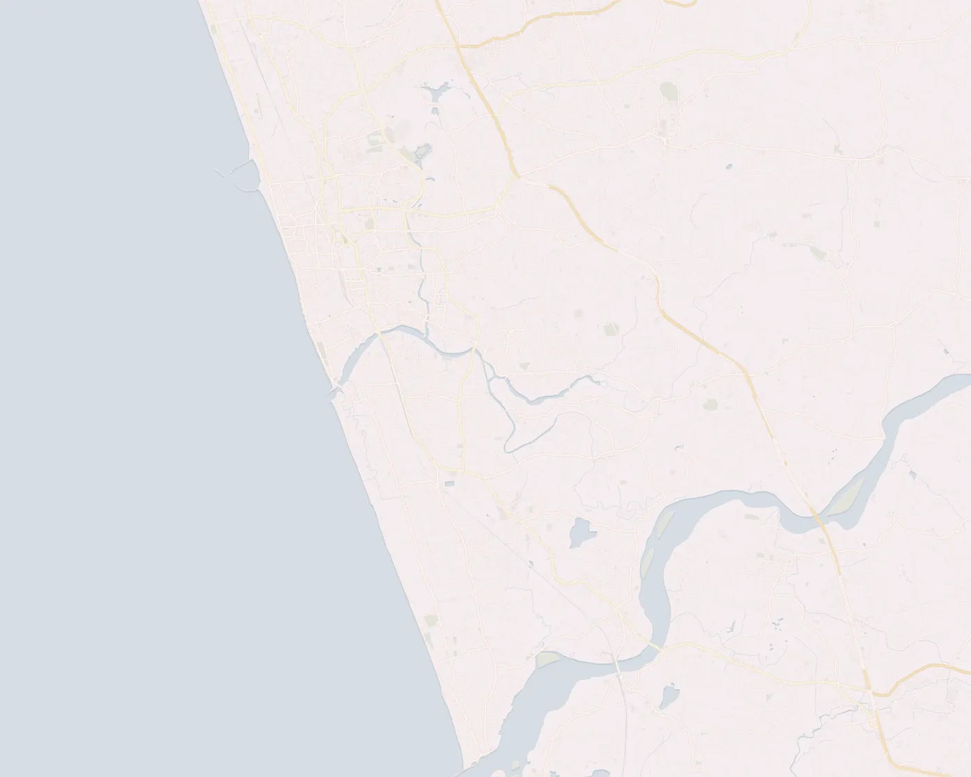 Map of Quickmed Pharma's medicine delivery coverage in Kozhikode, Kerala